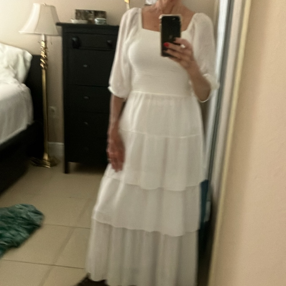 Ruffle layered maxi dress .peasant style. Size M